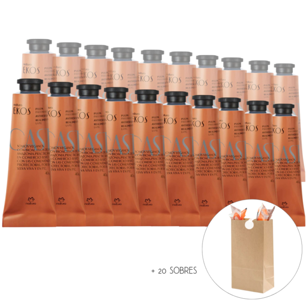 Set x 40 – 20 Pulpas Humectantes Para Manos Ekos Castaña 40grs + 20 bolsas kraft Natura DE REGALO